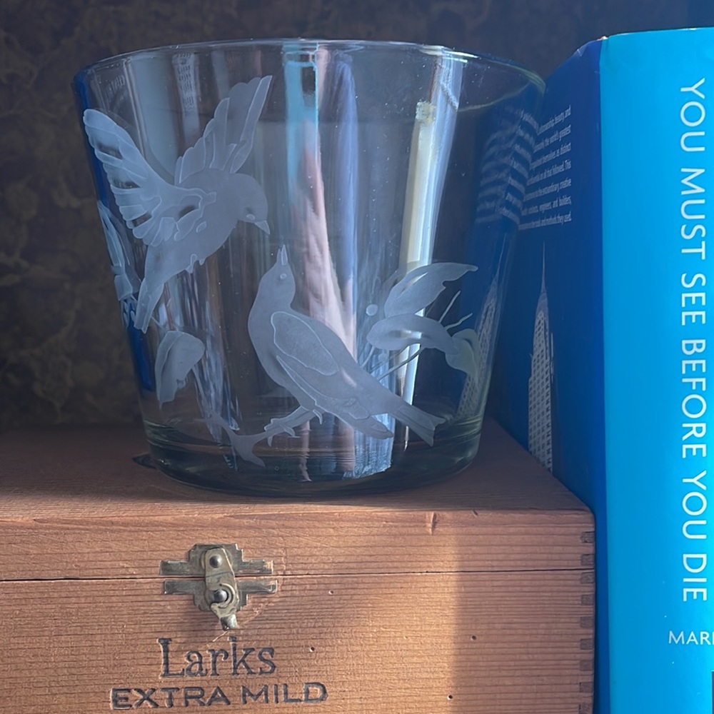 Vintage etched glass ice bucket